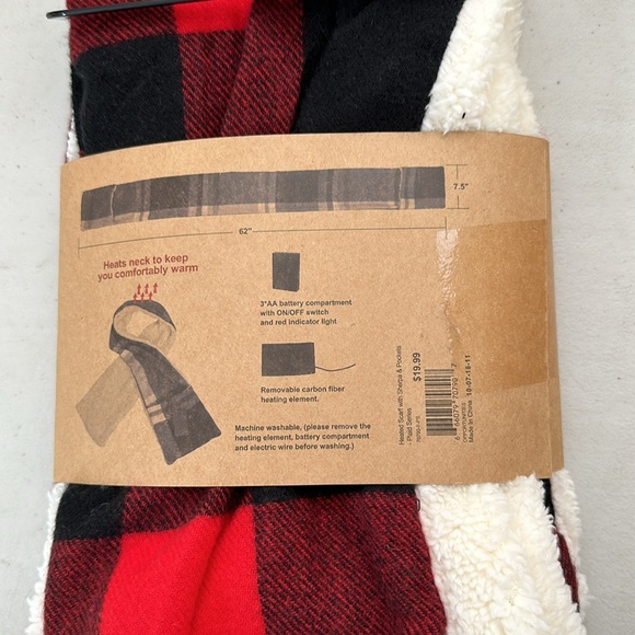 The Paper Store Mia & Tess Plaid Heated Scarf • Red / Black Buffalo Check - Picture 4 of 5